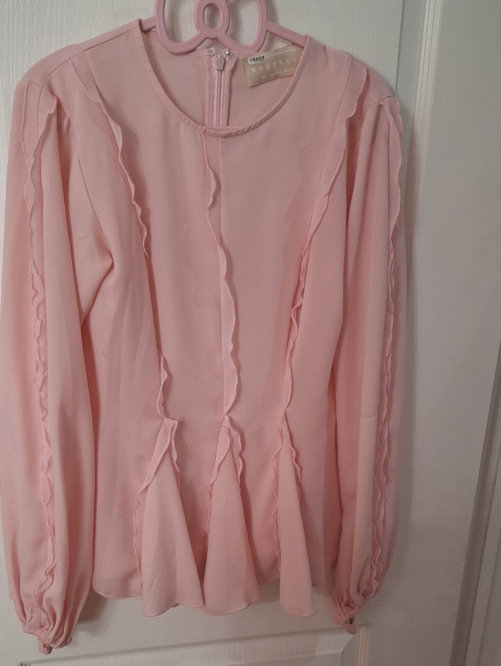 Keepsake Light Pink Ruffle Peplum Blouse – Size XS